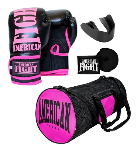 Kit Boxe Muay Thai Luva Bolsa Band American Fight Feminino