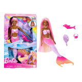 Barbie Muñeca Sirenas Colores Mágicos Cabello Morado