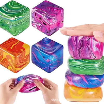 Cubo Antiestrés Squishy De Gel Suave Tipo Slime Naranja