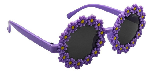 Óculos De Sol Infantil Flor Redondo Moda Blogueirinha Lilas