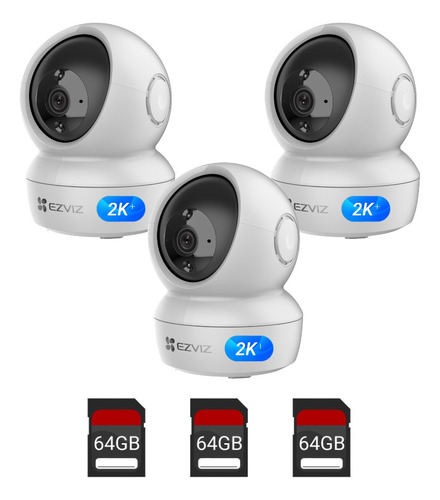 Combo X3 Cámara Seguridad Wifi Ezviz H6c 4mp + Memoria 64gb