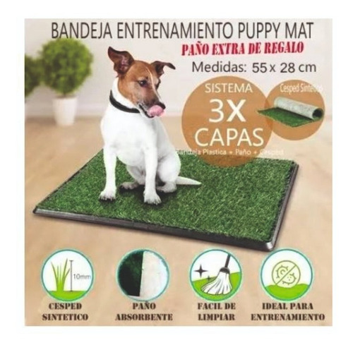 Bandeja Sanitaria Baño Mascotas Cesped Perro 55 X 28