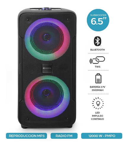 Parlante Portatil Bluetooth Fm Potente Doble Subwoofer 6 