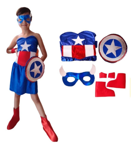 Disfraz De Capitán América Niña