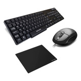 Kit Escritório Teclado Mouse Brinde Mousepad Simples Barato