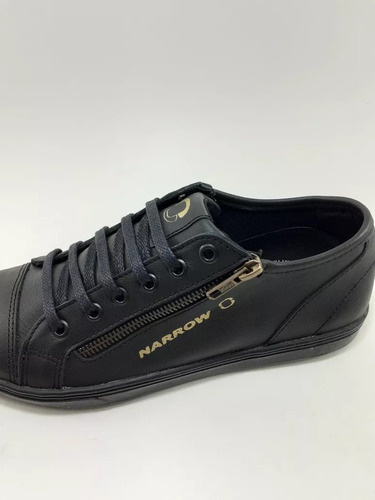 Zapatillas Narrow Cuero Vacuno Zipper Negro