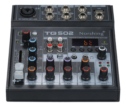 Mezcladora De Audio Norshing Tg 502 Estéreo Con 4 Canales