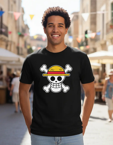 Playera Anime One Piece, Negra Unisex Skull Calavera