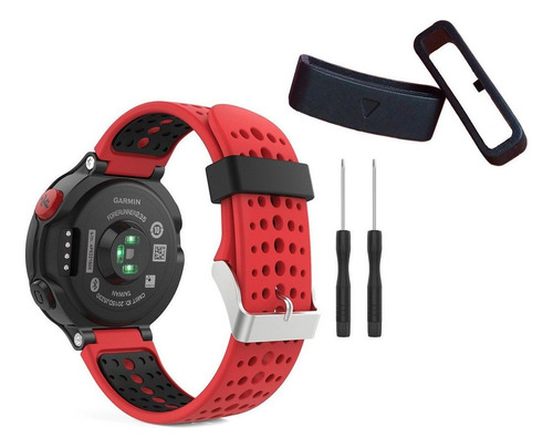 Pulseira Para Garmin 235 735xt + 2 Presilha Borracha Extras Cor Vermelha/preta