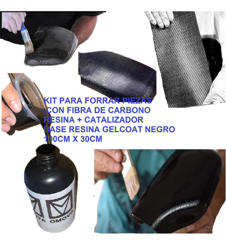 Kit Forrar Fibra De Carbono Real Tela 100x30cm + Kit Resinas