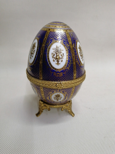 Cofre Antiguo Joyero  Huevo De Pascua En Porcelana 