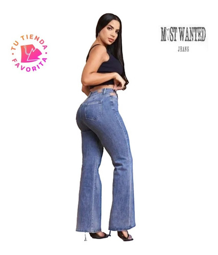 Most Wanted Jeans Dama Mom Flare Bota Ancha Diseño Colombian