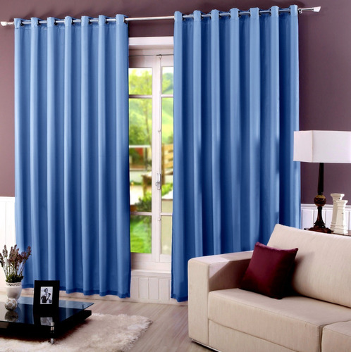 Cortina Blackout Blecaute Pvc C/ Voil 2,80 X 2,50 Atacado Cor Azul-claro