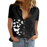 Blusa Elegante, Cómoda Y Hermosa Con Estampado De Mariposas