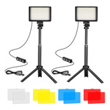 Set De 2 Luces Led Para Fotografía Y Video Trípode Ajustable