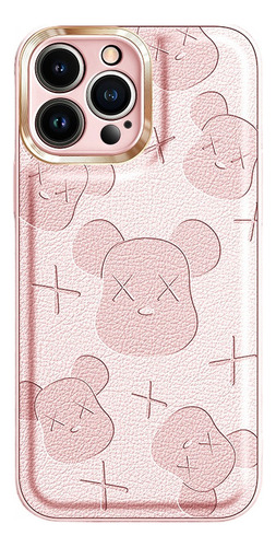 Funda De Piel Con Estampado De Oso Para Teléfonos Apple