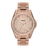 Reloj Fossil Riley Es2811 De Acero Inoxidable Oro Rosa