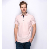 Camisa Bata Manga Curta Rosa Claro Masculino Algodão E Linho