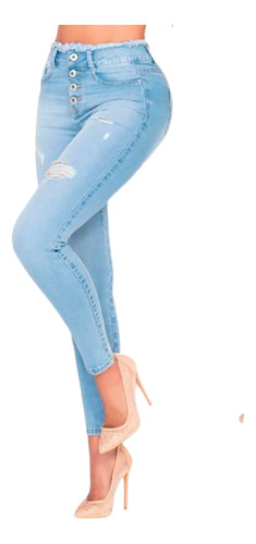 Jeans Corte Colombiano Mezclilla Suave Stretch Push Up U11