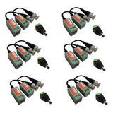 6 Pares Video Balun Parafuso P/ Cftv + 6 Conectores P4 Macho