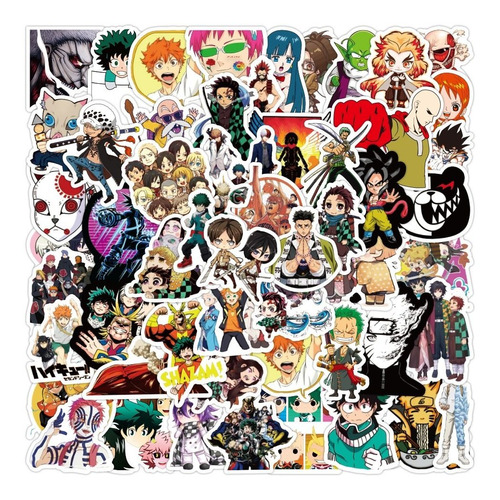Naruto Shingeki Demon Slayer Hero Academy 50 Stickers Anime