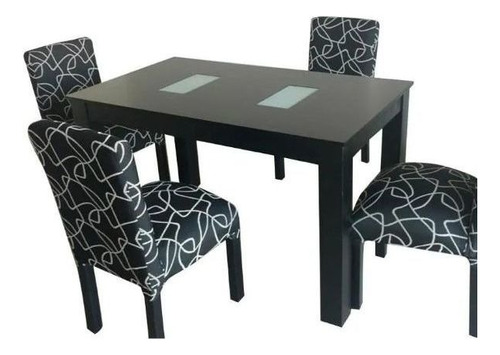 Juego De Comedor Mesa Extensible + 4 Sillas En Chenille