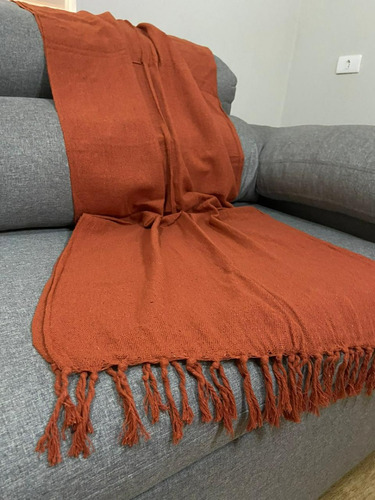 Manta Para Sofa Algodão Lisa Vermelho 1,40x2,30