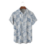 Camisa Hawaiana Unisex V2 Blanca A Rayas, Camisa De Playa De