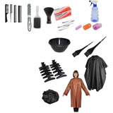 Kit Set Barbería Peluquería Tijeras Profesional Capa Cepillo