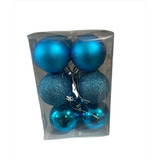 Pack 12 Esferas Azul Bambalina Navideña Decoración Árbol 6cm