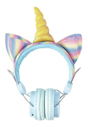 Audifonos Unicornio De Diadema Bluetooth Para Niño Niña Azul