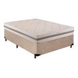 Conjunto Cama Box Bege + Colchão Casal Herval Mola 138x188