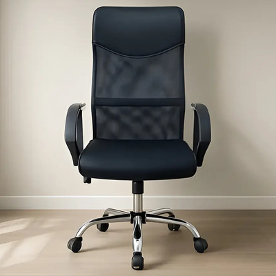Silla Ejecutiva de Oficina Ajustable con Respaldo Alto Ergonómico, Tela Transpirable y Asiento Acolchado, Giratoria, Altura Regulable, Ideal para Home Office u Oficina, tapizado de mesh color negro | Envío gratis