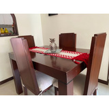 Comedor En Madera 4 Puestos- Incluye Adorno De Mesa 