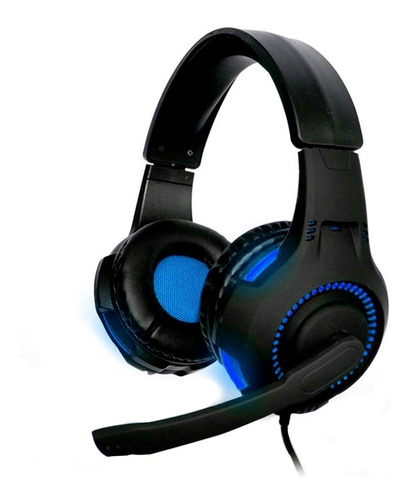 Audífonos Gamer Naceb Na-0304 Negro Y Azul Con Luz Led