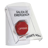 Botón De Emergencia, Texto En Español, Tapa Protectora De Po