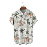 Hjb Camisa Hawaiana Unisex Palm Print, Camisa Denim