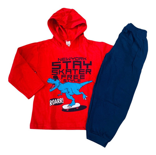 Conjunto De Moletom Masculino Infantil Vermelho Dino