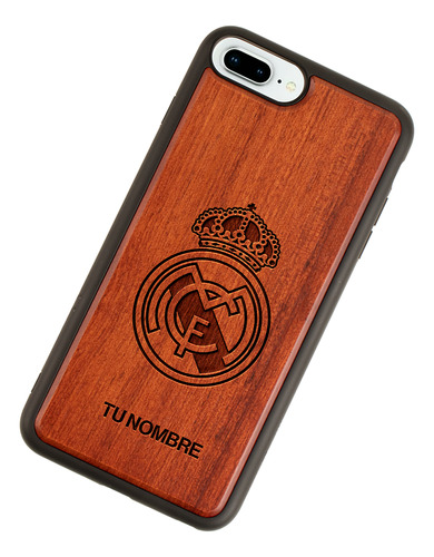 Funda Para iPhone Real Madrid Madera Grabada Tu Nombre