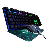 Teclado Mouse Y Mouse Pad Kit Gamer Led Rgb Multiplataformas