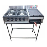 Anafe Industrial 4 Hornallas Con Plancha Acero Inox Con Base