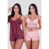 Kit Babydoll Básico + Babydoll Detalhes Em Renda