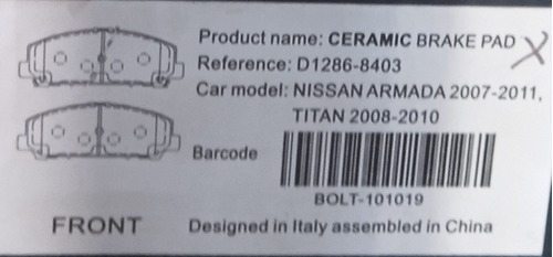 Pastilla Freno Delantera Nissan Armada Titan Xterra  Foto 3