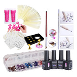 Kit Posa Tips Diamantes Muestrario Uñas Nails Art Manicura