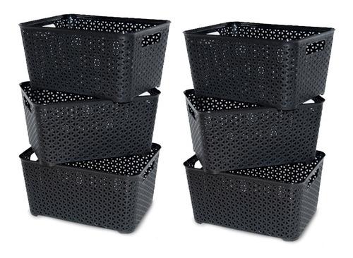 Canastos Organizador Plastico Rattan Chico Colombraro X6