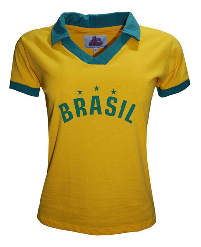 Camisa Polo Brasil Feminina Amarela