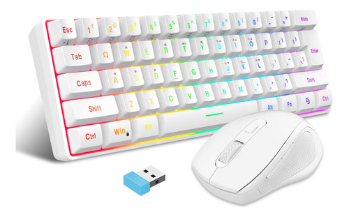 Teclado Y Mouse Inalámbrico Para Juegos/blanco