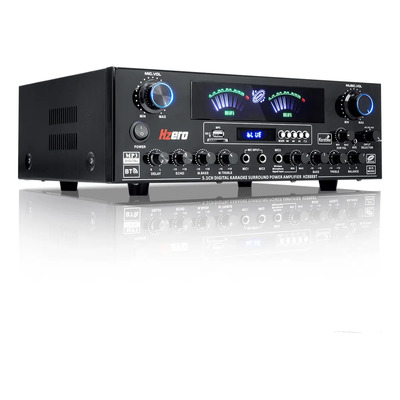 Amplificador de Casa Bluetooth Hzero HZ888BT 5.1 Canales Receiver Fibra\u002FCoaxial Pantalla dinámica grande Soporta karaoke，Compatible con MIC\u002FFM\u002FUSB\u002FSD，Potencia pico de 3000W | Meses sin interés