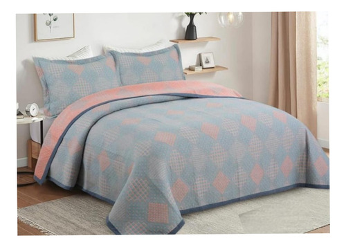 Cubrecama Quilt Verano 100% Algodón Reversible 2 Plazas Clj2