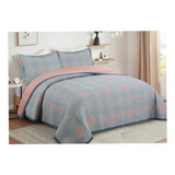 Cubrecama Quilt Verano 100% Algodón Reversible 2 Plazas Clj2